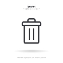 Flat trash, delete, recycle, cleaning, clean, erase, cross vector icon, symbol, sign, emblem, button, push button on white background for UI UX, website, mobile app.