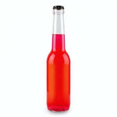 Refreshing pink beverage in a clear bottle with a silver cap displayed against a plain white background