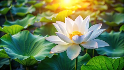 Fototapeta premium Morning dew on white lotus flower