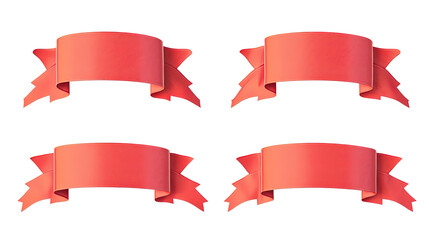 Set of Four Red Banner Ribbons Isolated on a White Background Generative AI