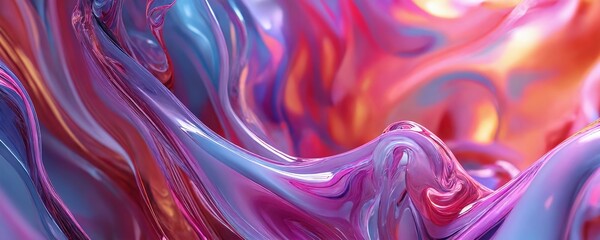 Fototapeta premium Vibrant abstract swirls of purple, pink, and orange colors creating a mesmerizing dynamic pattern in a fluid composition