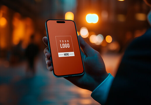 Businessman Holding Phone Mockup generative ai