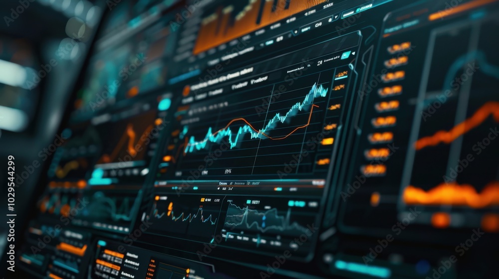 Poster abstract data visualization on digital interface