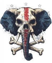 Gothic creepy elephant skull and crossbones for Halloween t-shirt