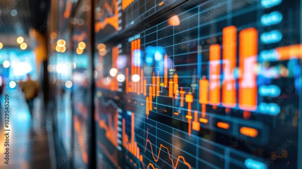 Poster digital financial graphs and data visualization concepts