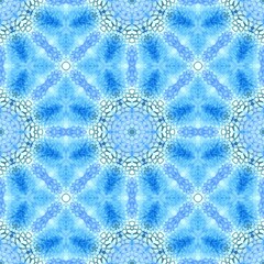 Seamless  blue  watercolor ornamental texture, mosaic tile pattern, ethnic style