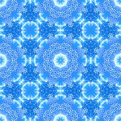 Seamless  blue  watercolor ornamental texture, mosaic tile pattern, ethnic style