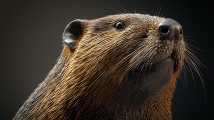 Realistic Beaver Close-Up Portrait