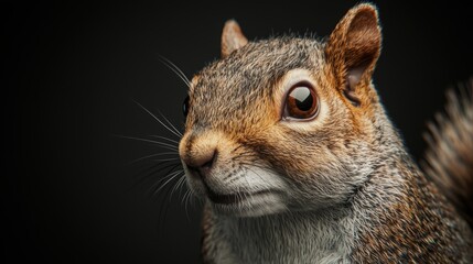 Naklejka premium Realistic Squirrel Portrait Against Dark Background
