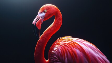 Naklejka premium Realistic Flamingo Portrait in Bright Colors