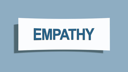 Empathy. A card isolated on blue background.