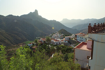 Panoramic view of Tejeda and Roque Bentayga, Canary Islands, Spain