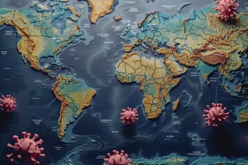 Map showing global virus outbreaks and pandemic regions in detail