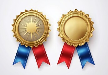 An award winner of the gold seal medal with a ribbon of blue and red