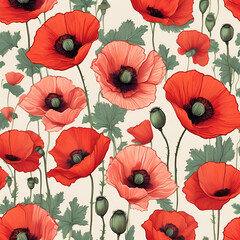 Obraz premium Poppy Flower Digital Paper