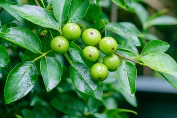 A tree with pawpaws (Asimina triloba) in fruit