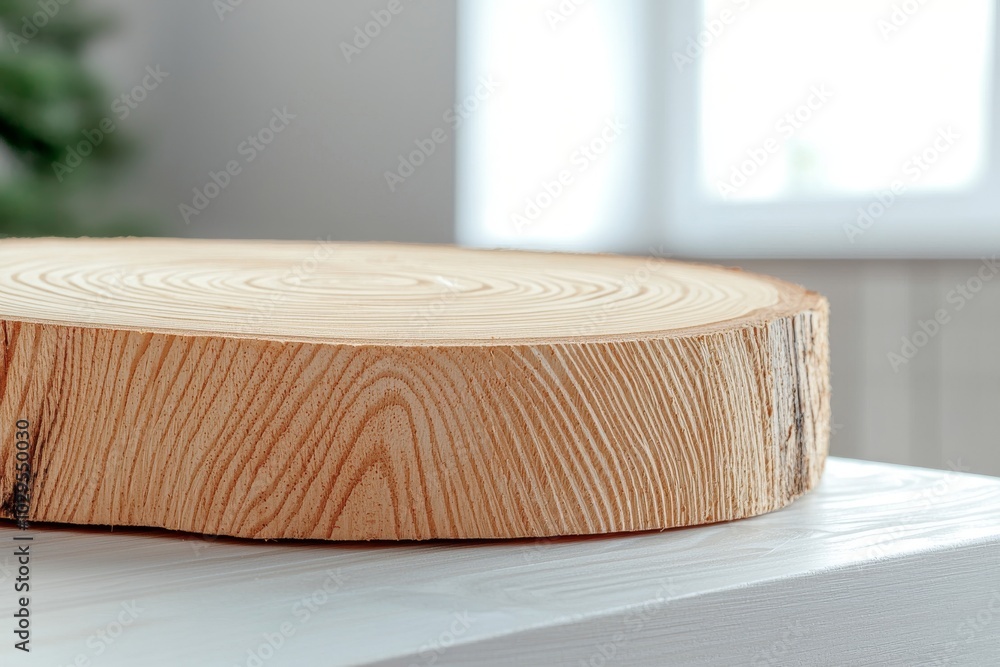 Aufkleber this is a large circular cross section of wood with a tree ring texture pattern and cracks. the surf