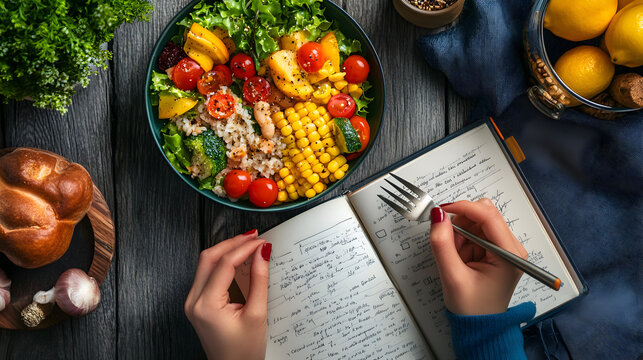 Nutricien donnant des conseils &agrave; un client sur la planification des repas pour une alimentation &eacute;quilibr&eacute;e