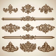 Calligraphic elements, dividers, and page decorations in a modern style.