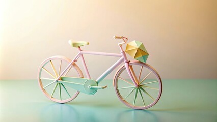 Fototapeta premium Pastel colored bicycle in tilted angle origami paper craft