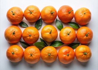 Ripe Mandarins Closeup on White Background - Fresh Tangerines for Healthy Lifestyle
