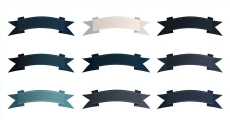 Modern ribbons banners isolated on a turquoise background. Sets of ribbons or banners. Modern illustration.