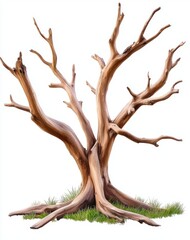 Isolated dead tree on white background with clipping path.