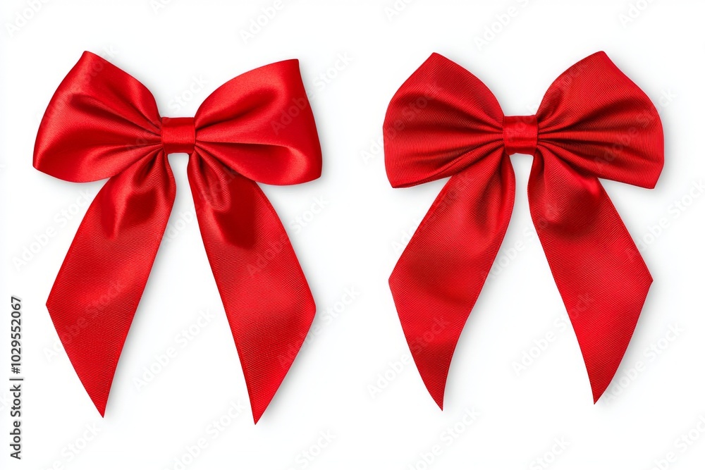 Poster two bows of the same shape photographed from different angles on a white background. modern elements