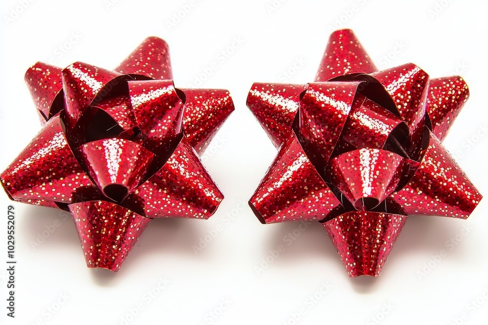 Poster two bows with the same shape, photographed from different angles, isolated on a white background. de