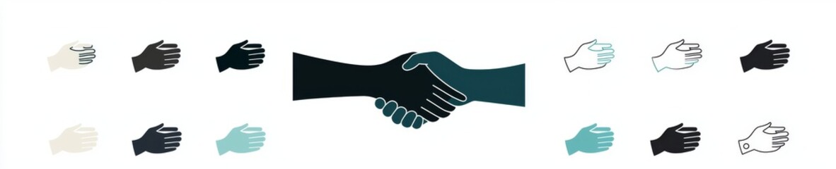 Fototapeta premium An icon of the business agreement handshake in different styles. A friendly handshake icon for apps and websites.