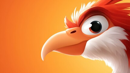 Obraz premium An artistic rendering of a bird featuring bold orange and white tones set against a striking orange background, showcasing a unique style.