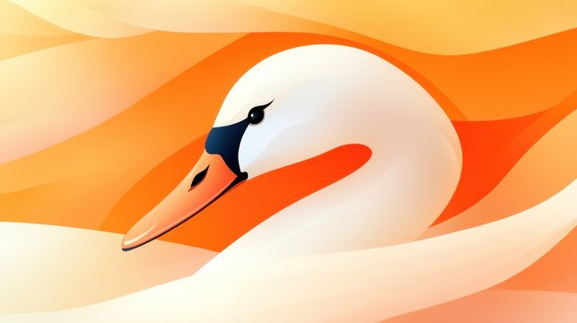 A minimalist depiction of a swan amidst a sweeping backdrop of light hues, offering a composed and calming presence in a contemporary abstract art style.