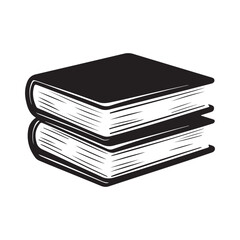 Books silhouette vector illustration on white background, Stacked books vector illustration