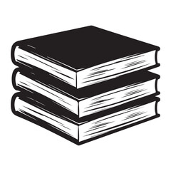 Books silhouette vector illustration on white background, Stacked books vector illustration