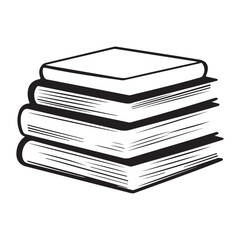 Books silhouette vector illustration on white background, Stacked books vector illustration