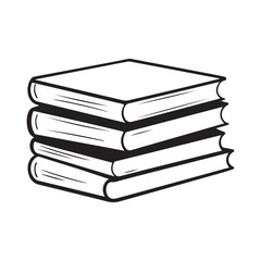 Books silhouette vector illustration on white background, Stacked books vector illustration