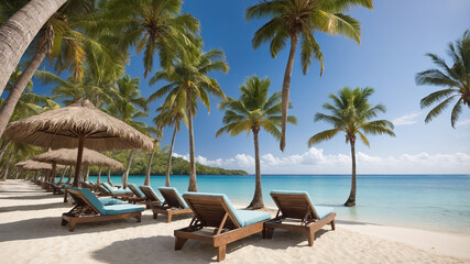 Obraz premium Paradise vacation , relaxing on a white sandy beach