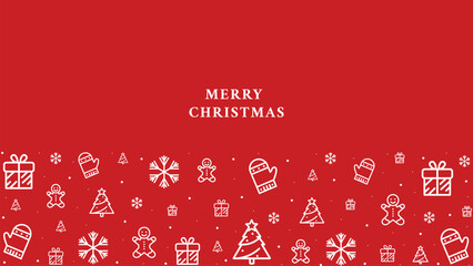 Merry Christmas red background with white icons, for creating holiday cards, social media graphics, and other festive designs. 