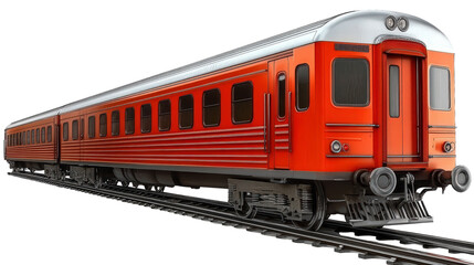 Fototapeta premium Nostalgic orange train wagons on white backdrop