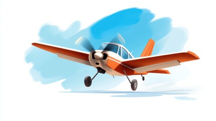 A retro-inspired light aircraft flies effortlessly through a clear blue sky, showcasing its sleek design and classic elements, evoking freedom and adventure.