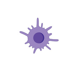 Dendritic cell of immune system, stained microscopic cell, vector illustration.
