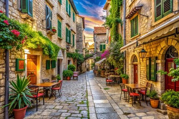 Fototapeta premium Scenic Streets of Split, Croatia: A Captivating Landscape Photography Experience