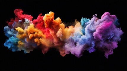 Fototapeta premium Abstract Colorful Explosion of Powder Smoke Effect on Black Background