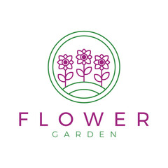 flower garden flat minimalist logo design