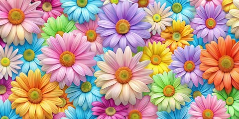 Fototapeta premium Seamless Daisy Pattern for Fabric and Wrapping Paper Design, Perfect for Floral Decor and Creative Projects