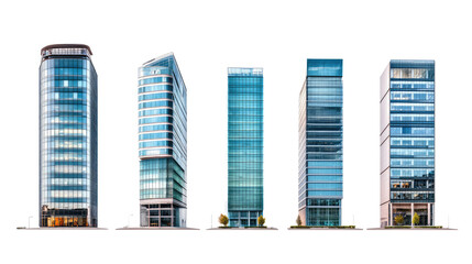 Contemporary Office Buildings on White Background Generative AI