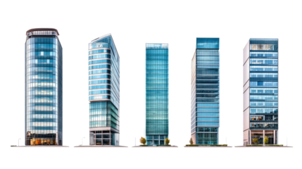 Contemporary Office Buildings on White Background Generative AI