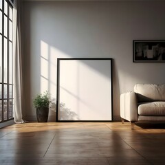 A serene and empty interior room featuring a window and wooden parquet flooring, showcasing modern architecture and ample natural light