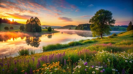 Serene Landscape Conversation in Nature's Embrace - Tranquil Views for Relaxation and Reflection