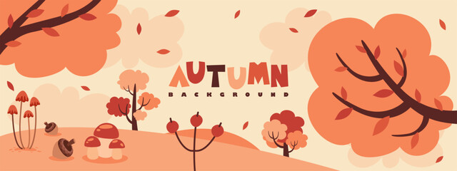 Autumn Illustration With Trees And Leafs